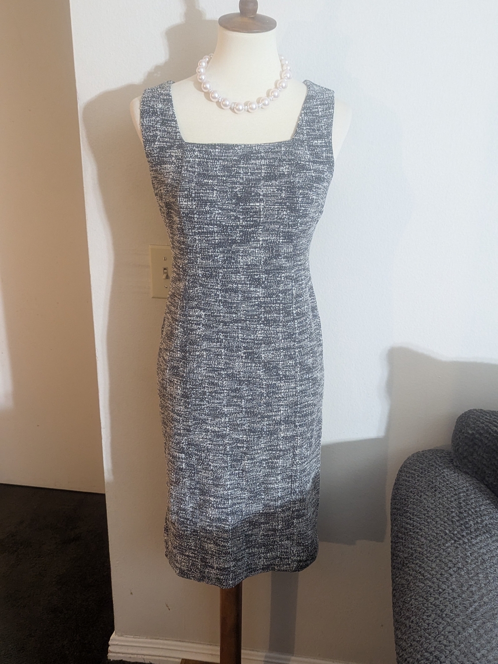 Ann Taylor NWT Black White Boucle Ponte Sheath Dress Size 0